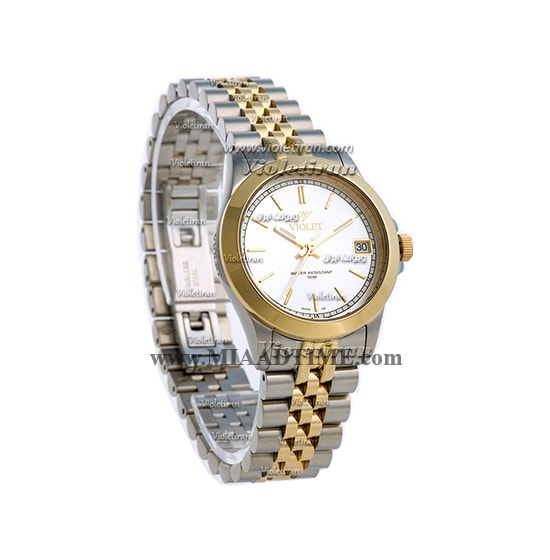 ساعت مچی ویولت زنانه کلاسیک گرد فلزی دورنگ طلایی صفحه سفید مدل 0398/2L مدل ساعت کلاسیک زنانه