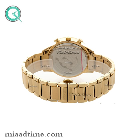 ساعت ویولت Violet زنانه کرنوگراف گرد فلزی طلایی صفحه سفید کد 0371 2L