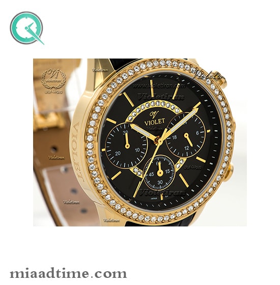 ساعت ویولت Violet زنانه کرنوگراف گرد بند چرمی صفحه سفید کد 0371/2L فروش اینترنتی ساعت مچی زنانه ویولت