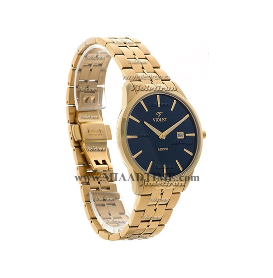 ساعت مچی ویولت Violet مردانه کلاسیک گرد فلزی طلایی صفحه سورمه ای مدل 0421/2G قیمت ساعت ویولت اصل