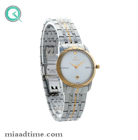 ساعت مچی ویولت Violet زنانه کلاسیک گرد فلزی دو رنگ صفحه سفید مدل 0415/2L ساعت ویولت زنانه اصل