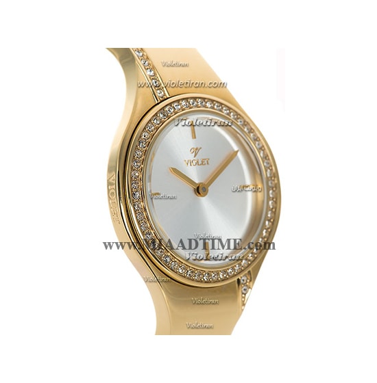 ساعت مچی ویولت زنانه گرد فلزی طلایی صفحه سیلور مدل 0372/2L ساعت ویولت زنانه