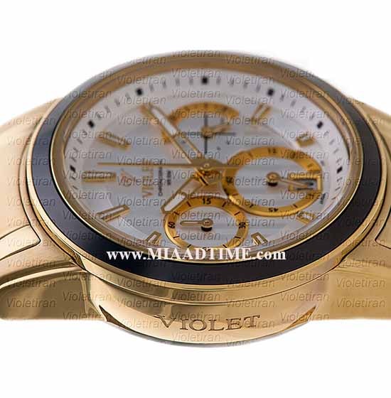 ساعت مچی ویولت زنانه کرنوگراف گرد فلزی، طلایی مشکی صفحه سفید مدل 0412/2G مدل ساعت مچی زنانه بند استیل