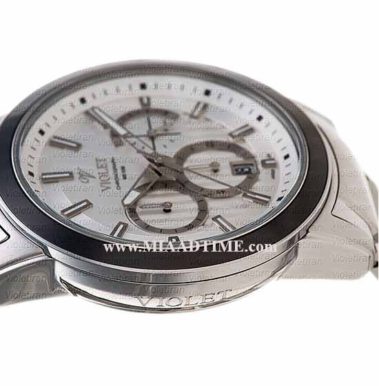 ساعت مچی ویولت مردانه کرنوگراف گرد فلزی استیل مشکی صفحه سفید مدل 0412/2G خرید اینترنتی ساعت مچی بند استیل مردانه