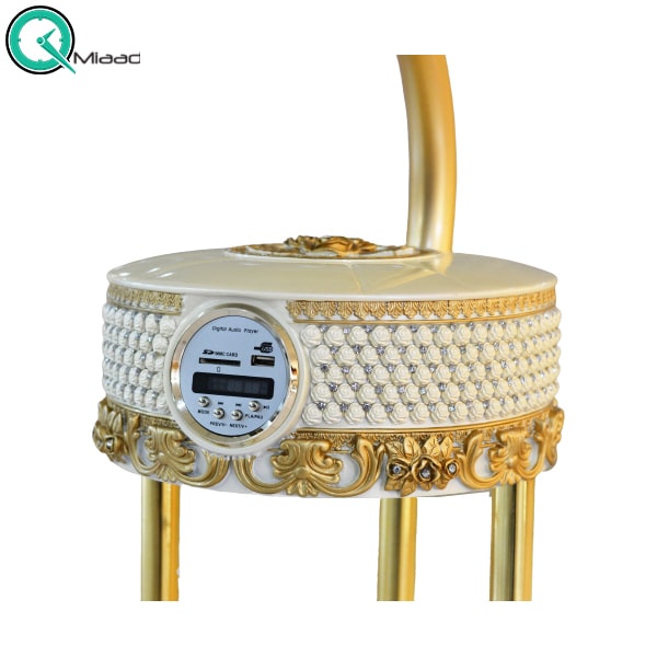 پخش کننده خانگی طرح گرام آرنوس مدل 002، طراحی بسیار زیبا و سلطنتی، ترکیب رنگ طلایی و کرم در ساخت این محصول گرامافون ایستاده