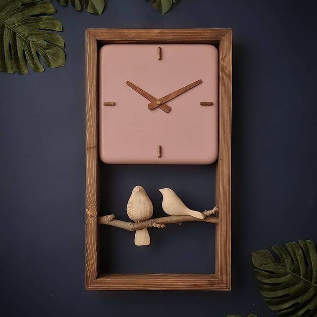 ساعت دیواری چوبی دست ساز مدل 121