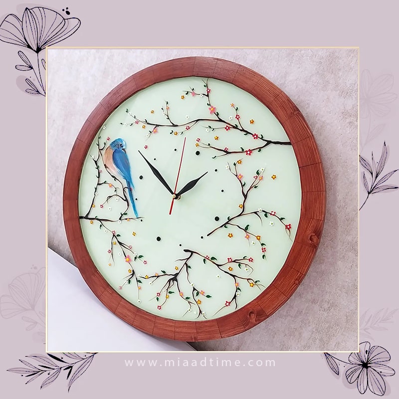 ساعت دیواری چوبی دست ساز مدل 123 ساعت دیواری