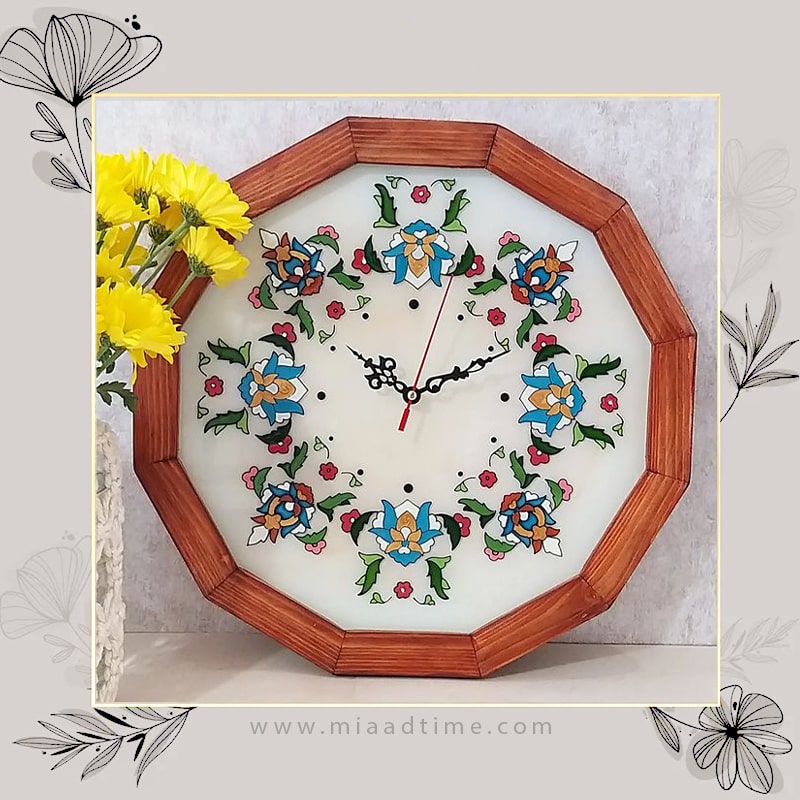 ساعت دیواری چوبی دست ساز مدل 124 خرید ساعت دیواری