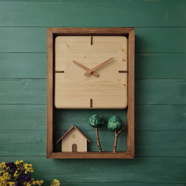 ساعت دیواری چوبی دست ساز مدل 138