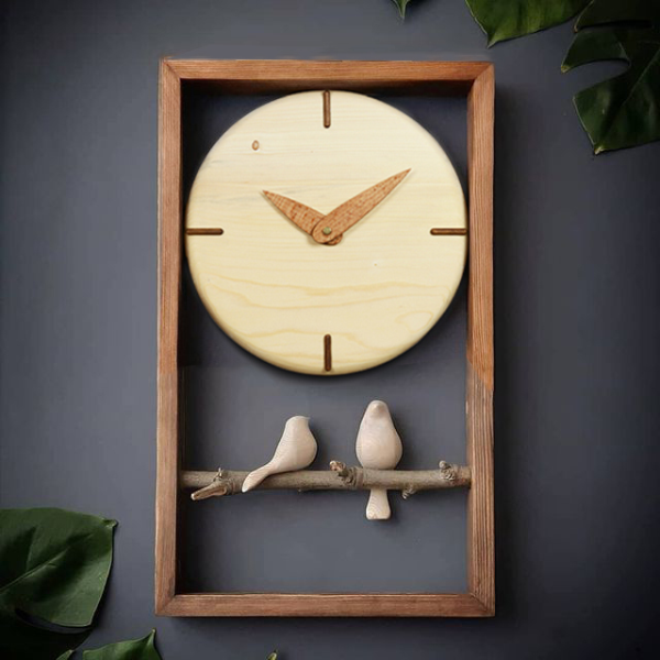 ساعت دیواری چوبی دست ساز مدل 156