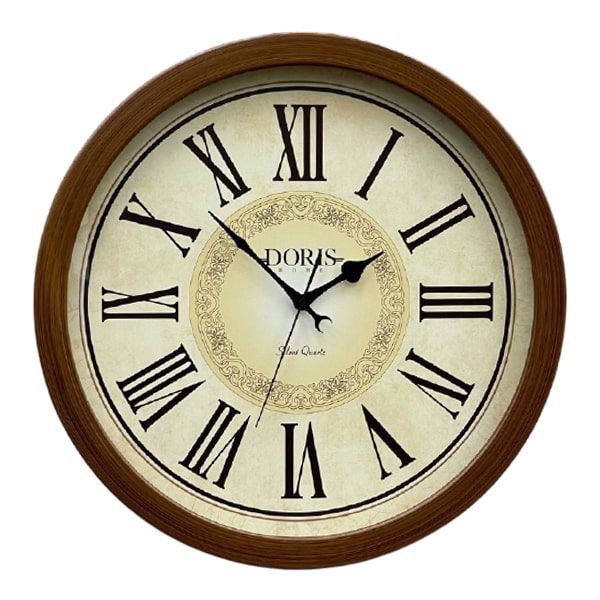 ساعت دیواری چوبی لوتوس مدل دوریس کد 2028 قهوه ای