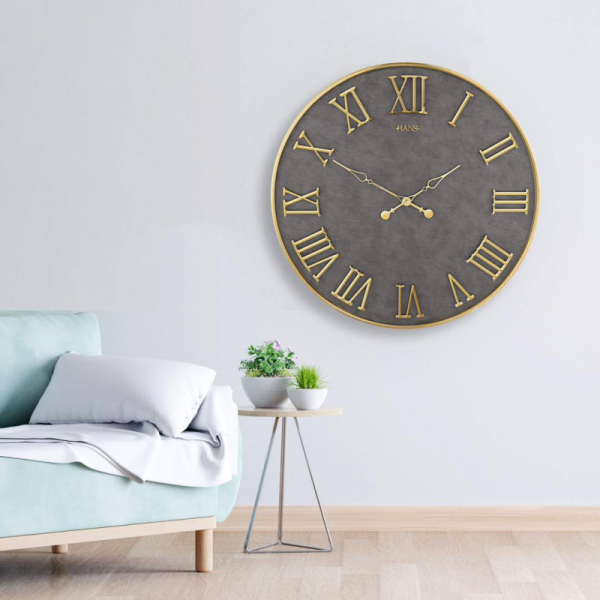  ساعت دیواری استیل، ساعت دیواری مدرن در دو سایز، اعداد دوبل، متریال استیل عقربه ها، صفحه زیبا و چرمی ساعت، ترکیب رنگ طوسی طلایی، سایز 70 | کد 7014