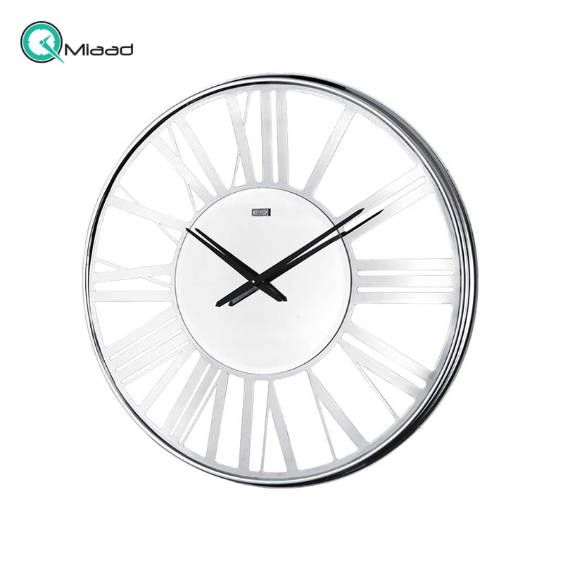 ساعت دیواری فلزی لوتوس، ساعت دیواری مدرن سایز 80 ساخته شده از آینه و فلز، ساعت دیواری دکوری جذاب با موتور آرامگرد | مدل 18028 سیلور قیمت ساعت دیواری