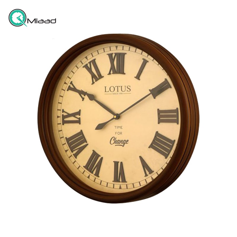 ساعت دیواری چوبی لوتوس، ساعت دیواری سبک قدیمی قطر 50 با اعداد برجسته رومی | مدل BROWNDELL W 255 خرید ساعت دیواری