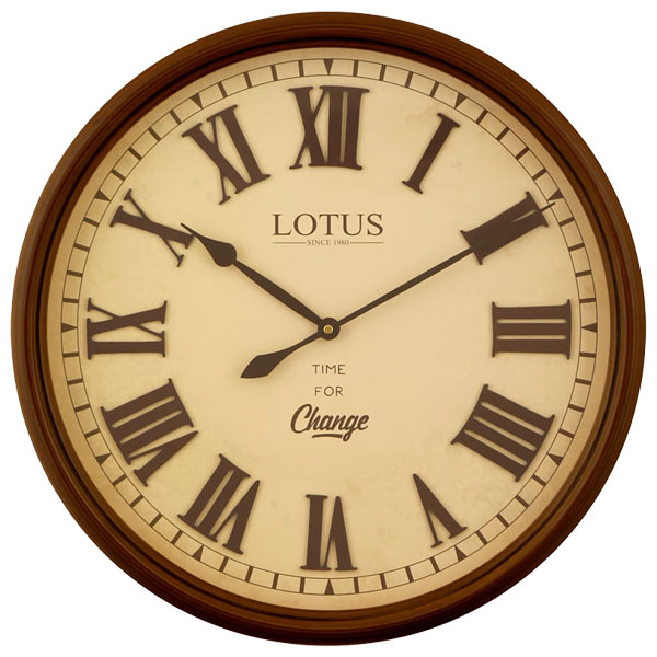 ساعت دیواری چوبی لوتوس، ساعت دیواری سبک قدیمی قطر 50 با اعداد برجسته رومی | مدل BROWNDELL W 255