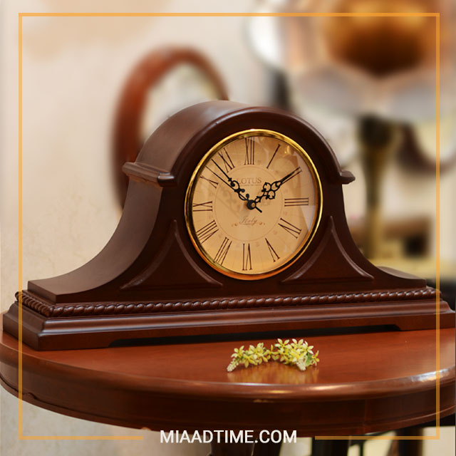 ساعت رومیزی چوبی لوتوس مدل 5508 قهوه ای، ساعتی بسیار رسمی و شیک برای دکور های اداری و مسکونی، دارای اعداد رومی 
