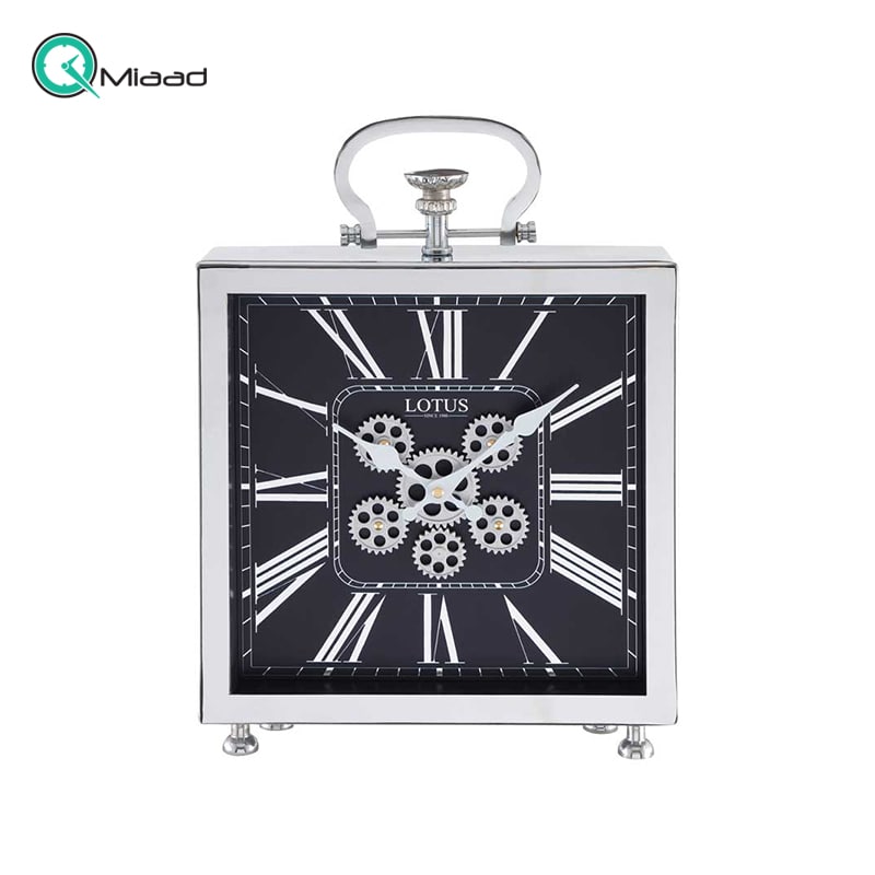 ساعت رومیزی فلزی چرخ دنده لوتوس مدل 801 Silver-Bl ساعت رومیزی کلاسیک