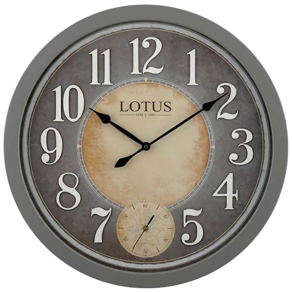 ساعت دیواری چوبی لوتوس، ساعت دیواری جذاب و زیبا رنگ فیلی سایز 60 با اعداد لاتین و برجسته، دارای موتور مجزا برای ثانیه‌شمار، مدل 8842