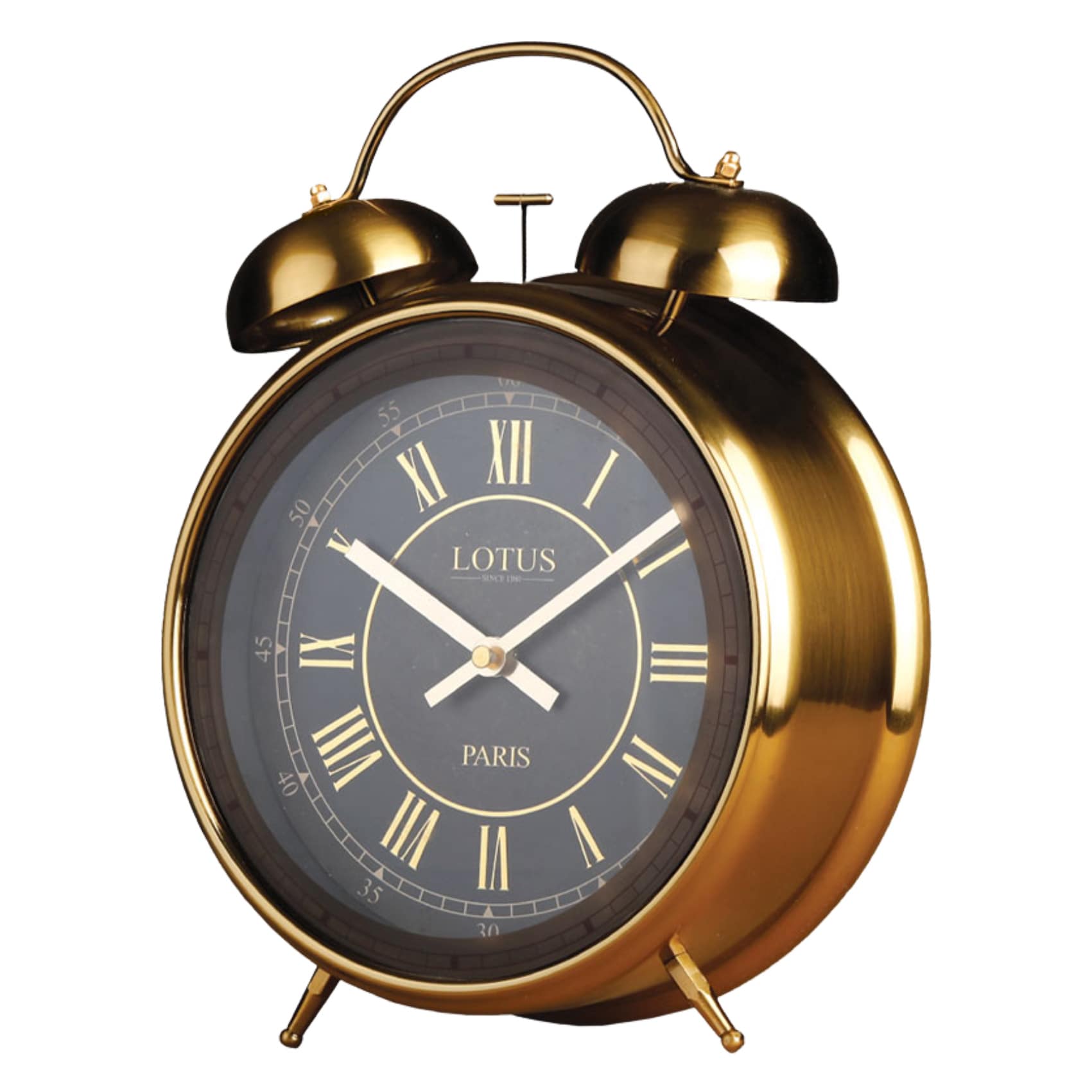 ساعت رومیزی لوتوس، ساعت رومیزی فلزی آبکاری لوتوس مدل بلمونت، طرح زیبا و نوستالژی، کد BS-700