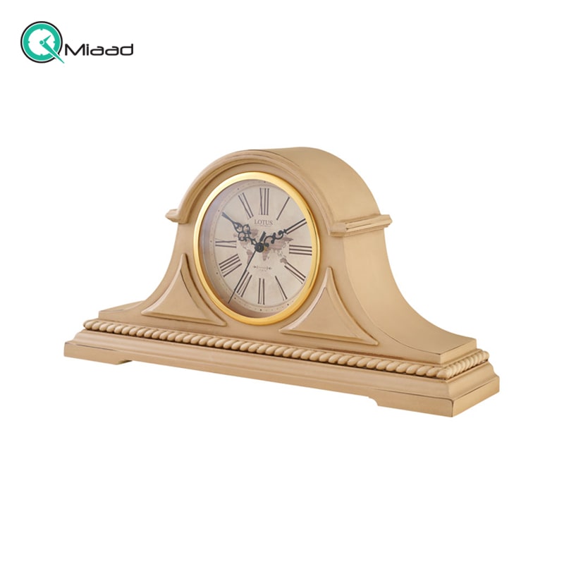 ساعت رومیزی چوبی لوتوس مدل 5508 کرم پتینه خرید ساعت رومیزی