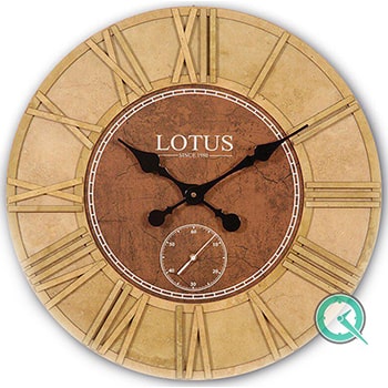 ساعت دیواری لوتوس LOTUS سبک آمریکایی | زیرثانیه گرد چوبی | کد MA-3317