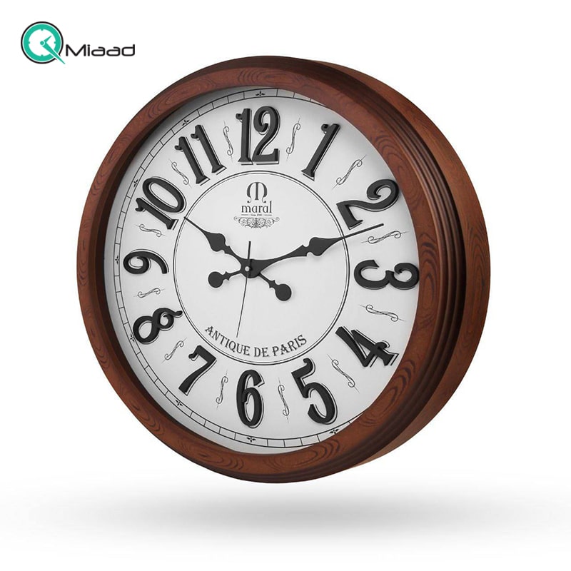 ساعت دیواری چوبی مارال، ساعت دیواری گرد ساده سایز 60، ساعت دیواری اداری، مناسب منزل و محل کار، مدل 602 ساعت دیواری