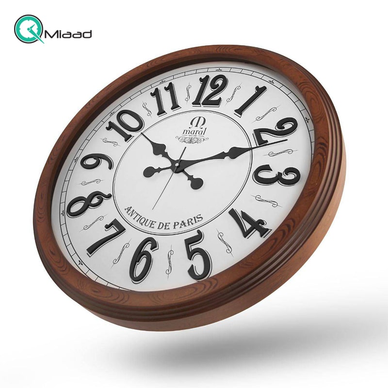 ساعت دیواری چوبی مارال، ساعت دیواری گرد ساده سایز 60، ساعت دیواری اداری، مناسب منزل و محل کار، مدل 602 خرید ساعت دیواری شیک