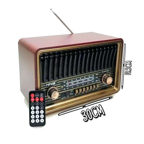 رادیو کلاسیک، رادیو شارژی قابل حمل با امکانات بروز، مدل 8075 | رنگ تیره