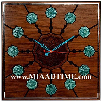 ساعت دیواری چوبی مربع مدل شمس کد SA-20012