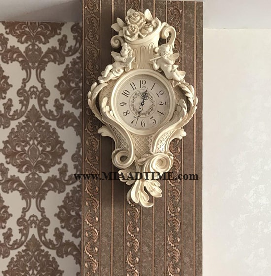 ساعت دیواری پلی رزین دست ساز لوتوس نسکافه ای مدل PH-704-NE مدل ساعت دیواری سلطنتی جدید