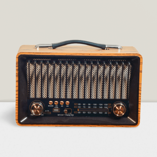 رادیو شارژی کلاسیک، رادیو سنتی طرح چوب، مدل 1918 قهوه‌ای‌روشن