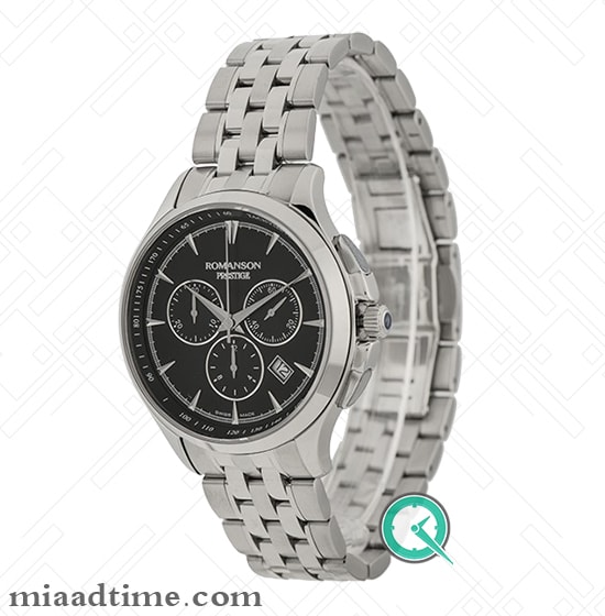 ساعت رومانسون Romanson | مردانه سه موتوره، صفحه مشکی، بند استیل | کد TM3258HM1WA32W ROMANSON