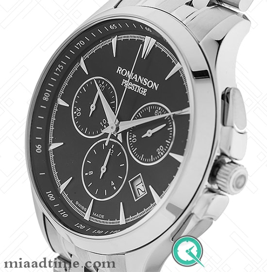 ساعت رومانسون Romanson | مردانه سه موتوره، صفحه مشکی، بند استیل | کد TM3258HM1WA32W مردانه