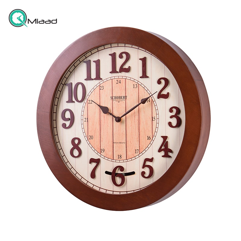 ساعت دیواری شوبرت، ساعت دیواری چوبی سایز 50 با موتور آرامگرد درجه یک تایوانی پاندولی (عدد 6 به صورت متحرک) | کد 6315 قیمت ساعت دیواری