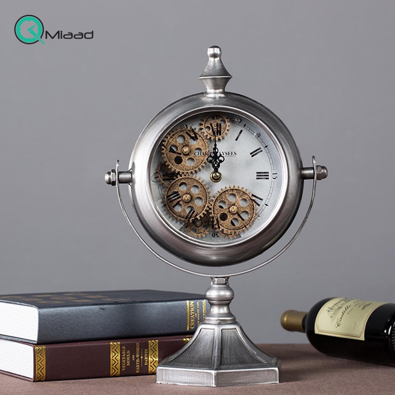 ساعت رومیزی فلزی اسکلتون کد 6092211 سیلور ساعت رومیزی کلاسیک