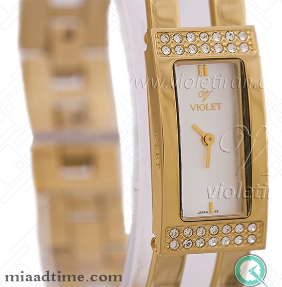 ساعت مچی ویولت Violet | زنانه مستطیل نگین دار طلایی | کد 0245/2 کد