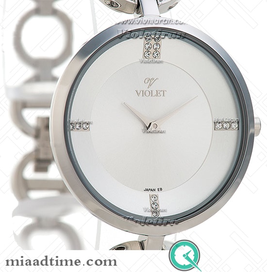 ساعت ویولت Violet زنانه | گرد, فلزی نگین دار, استیل صفحه سیلور | کد 0336L