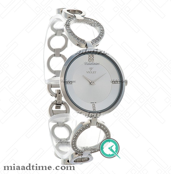 ساعت ویولت Violet زنانه | گرد, فلزی نگین دار, استیل صفحه سیلور | کد 0336L Watch