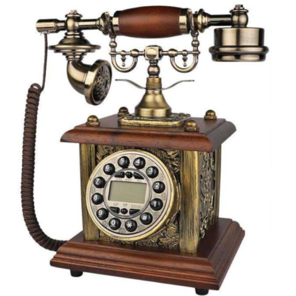 تلفن رومیزی چوبی والتر Walther مدل 089، تلفن رومیزی سلطنتی کادویی شیک و هدیه نوستالژی با شماره‌گیر دکمه ای و کالر آیدی
