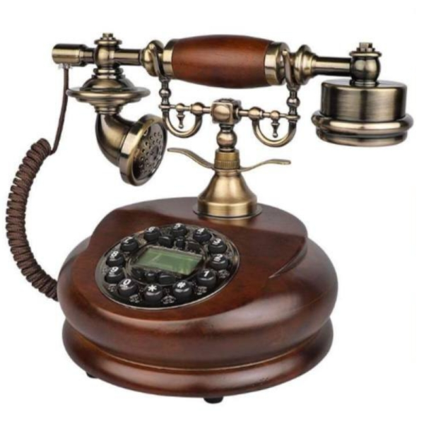 تلفن رومیزی چوبی والتر Walther مدل 920، تلفن رومیزی سلطنتی کادویی شیک و هدیه نوستالژی با شماره‌گیر دکمه ای و کالر آیدی