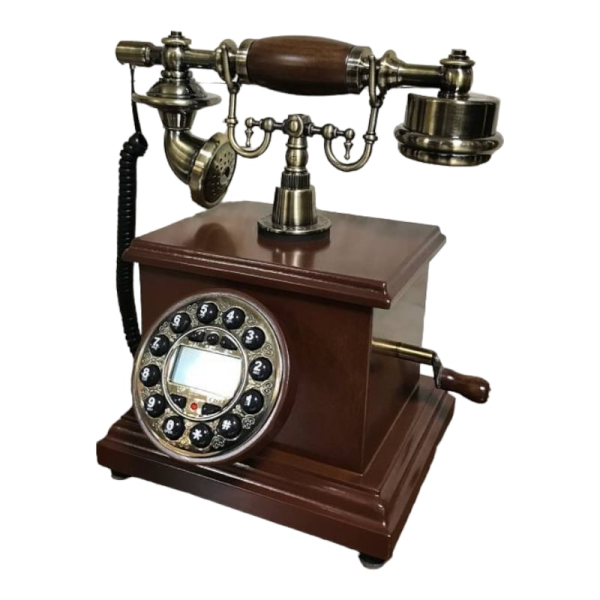 تلفن رومیزی چوبی والتر Walther، تلفن رومیزی سلطنتی کادویی شیک و هدیه نوستالژی با شماره‌گیر دکمه ای و کالر آیدی، مدل 952