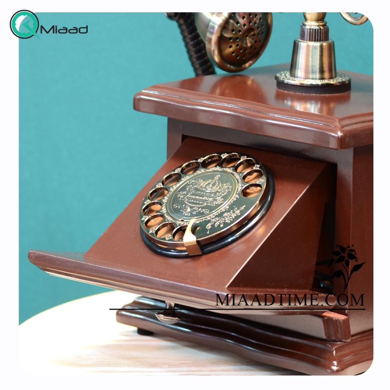 تلفن رومیزی چوبی والتر Walther، تلفن رومیزی سلطنتی کادویی شیک و هدیه نوستالژی با شمارهگیر چرخشی مدل T955 تلفن چوبی قدیمی