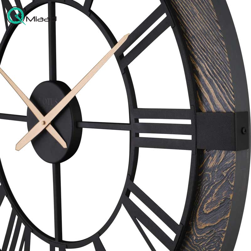ساعت دیواری لوتوس، ساعت دیواری روستیک ترکیب فلز و چوب طبیعی، ساعت دیواری سایز 80 | مدل 19024 رنگ خاکستری ساعت دیواری جدید