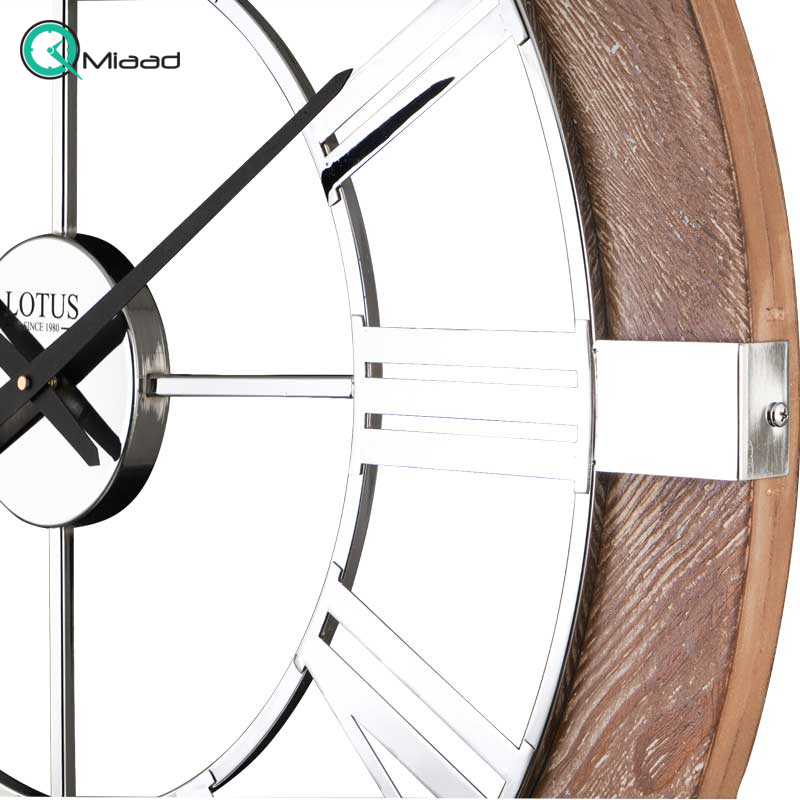 ساعت دیواری لوتوس، ساعت دیواری روستیک ترکیب فلز آبکاری شده و چوب طبیعی، ساعت دیواری سایز 80 | مدل 19024 ساعت دیواری جدید