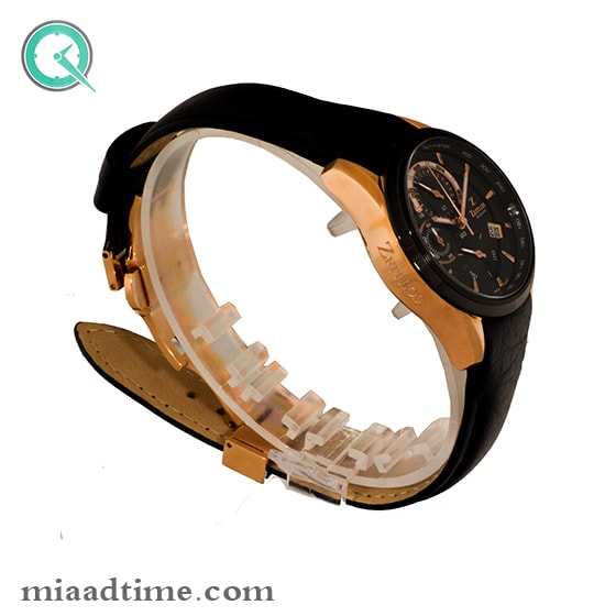 ساعت مچی زیتلوس زنانه کرنوگراف گرد چرمی رزگلد مشکی صفحه مشکی مدل 2025 ساعت مچی زنانه بند چرمی