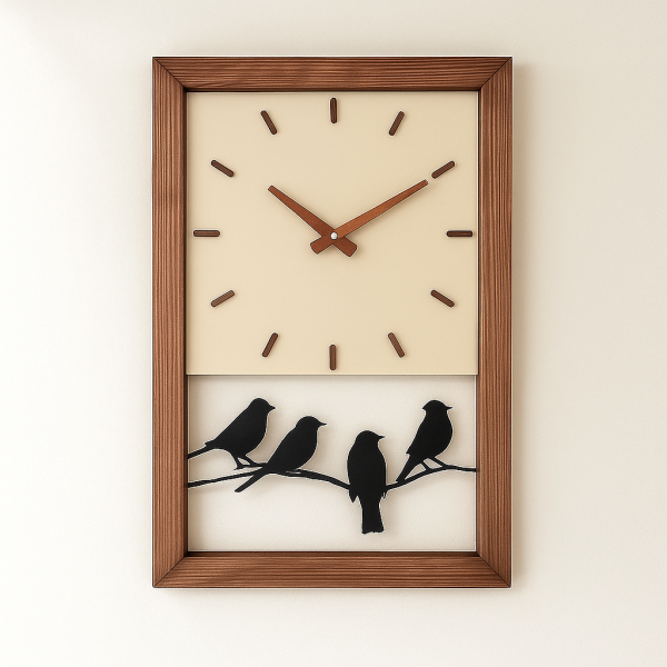 ساعت دیواری چوبی دست ساز مدل 173