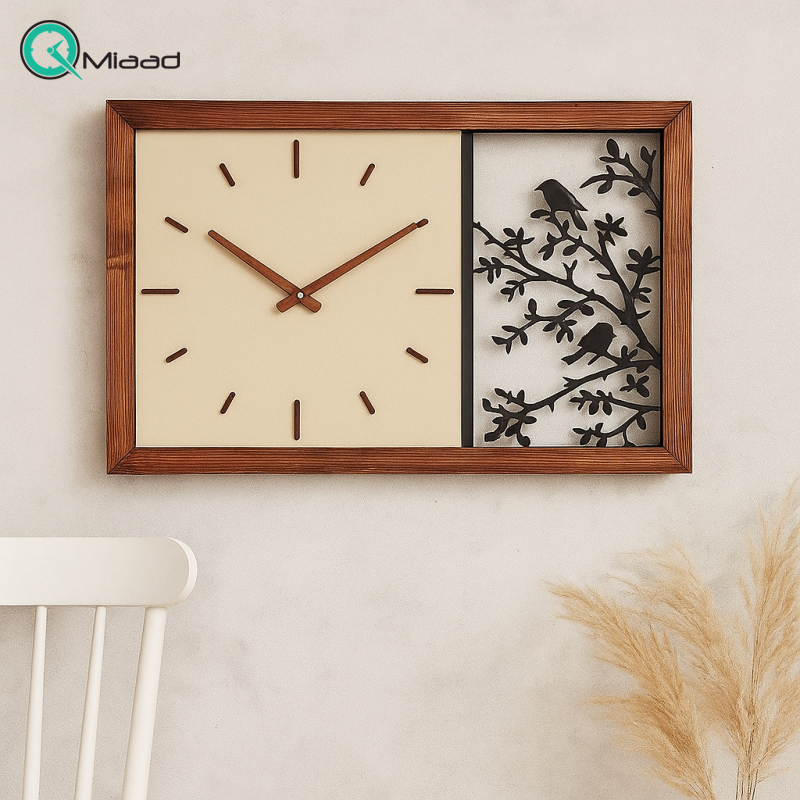 ساعت دیواری چوبی دست ساز مدل 173