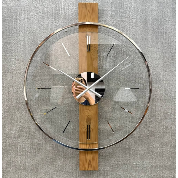 کلکسیون ساعت‌های دیواری مدرن و مینیمال مدل 3350، تلفیق هنرمندانه چوب، فلز و شیشه | زیبایی در نهایت سادگی