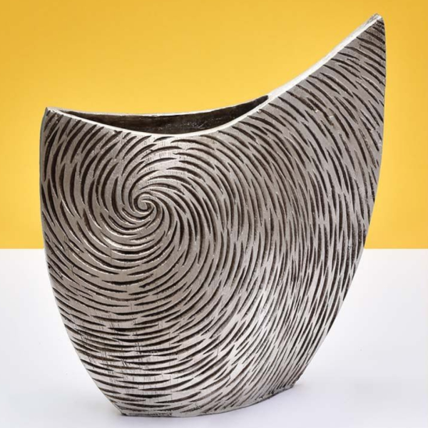 گلدان چکاوک بزرگ مدل GO27043، گلدان تزیینی و دکوری با طراحی ساده و زیبا و همینطور خلاقانه، طرح کوزه، رنگ نقره‌ای