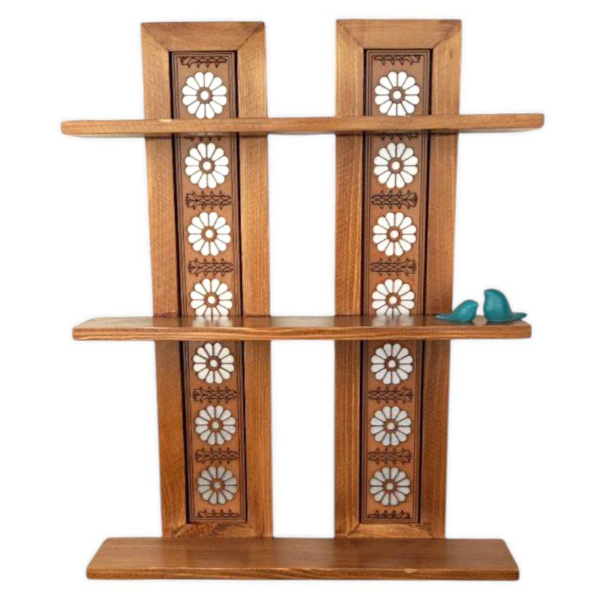 طبقه دوتایی لوتوس نقره ای TB04042، طبقه چوبی برای نگهداری وسایل مختلف، طراحی شده به صورت سه طبقه، مناسب هر فضایی